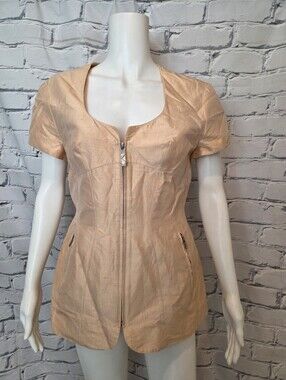 Mugler Peach Silk Short Sleeve Jacket